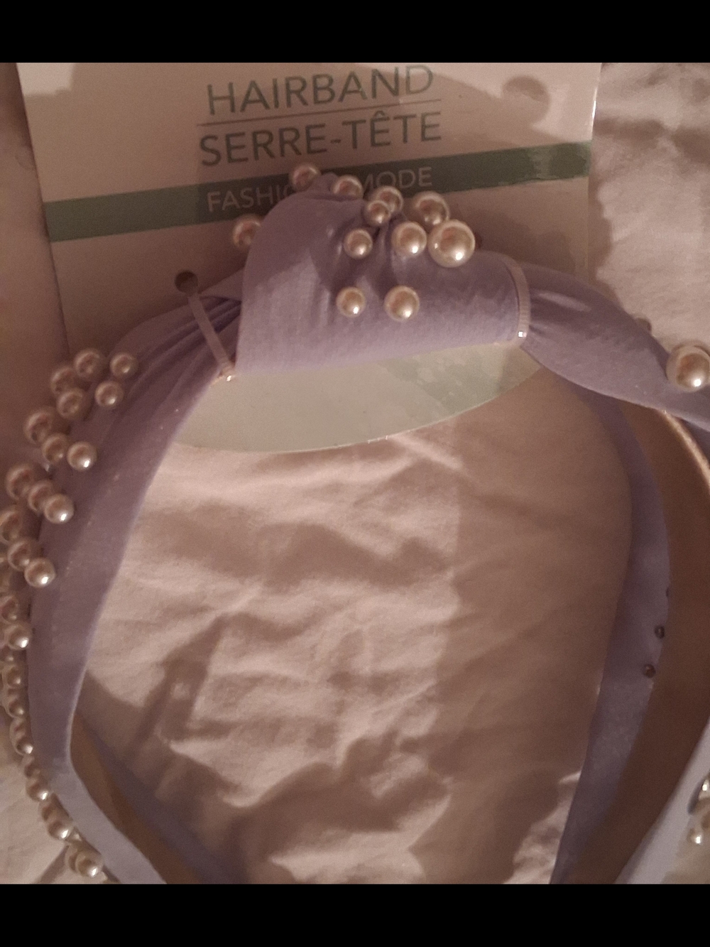 Pearl-Embellished Lilac Knot Headband